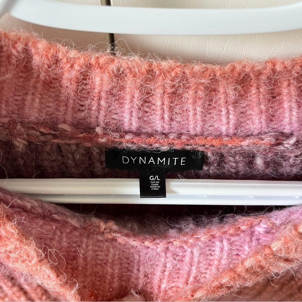 Dynamite Cozy Ombre Knit Sweater - Pink & Coral - Picture 3 of 4